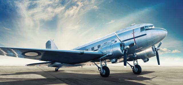 Historical aircraft on an airfield