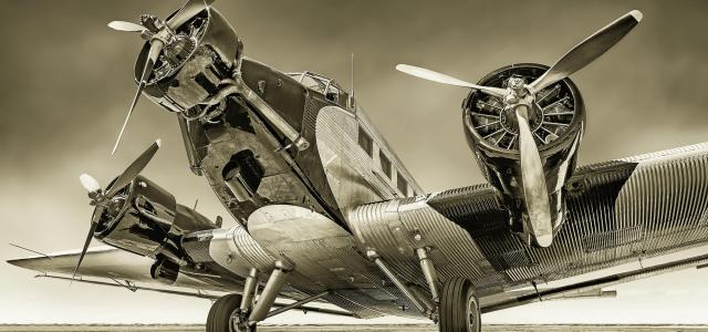 Historical aircraft on a runway